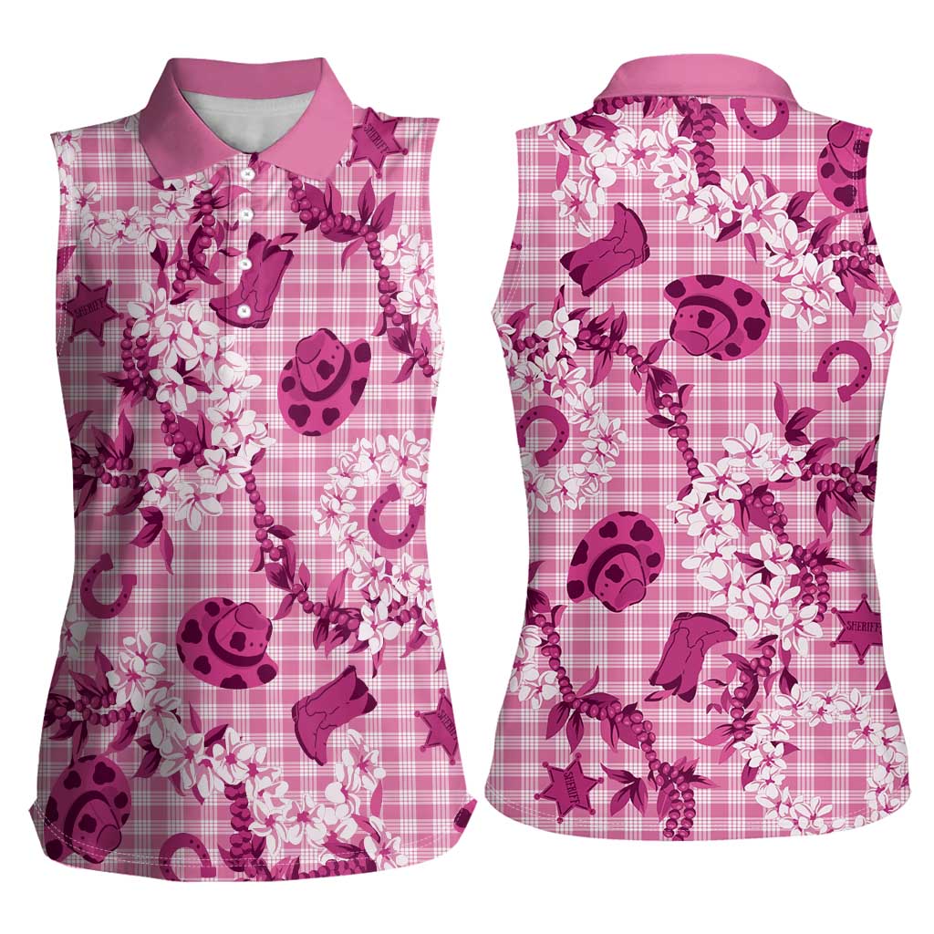 Mokihana Maile Ilima Leis Paniolo Palaka Women Sleeveless Polo Shirt Hawaiian Omaomo Ulaula Spirit - Polynesian Pride