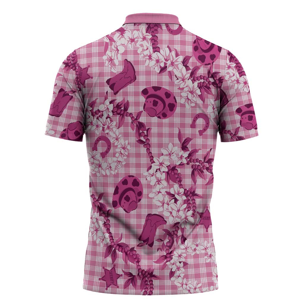 Mokihana Maile Ilima Leis Paniolo Palaka Zipper Polo Shirt Hawaiian Omaomo Ulaula Spirit - Polynesian Pride