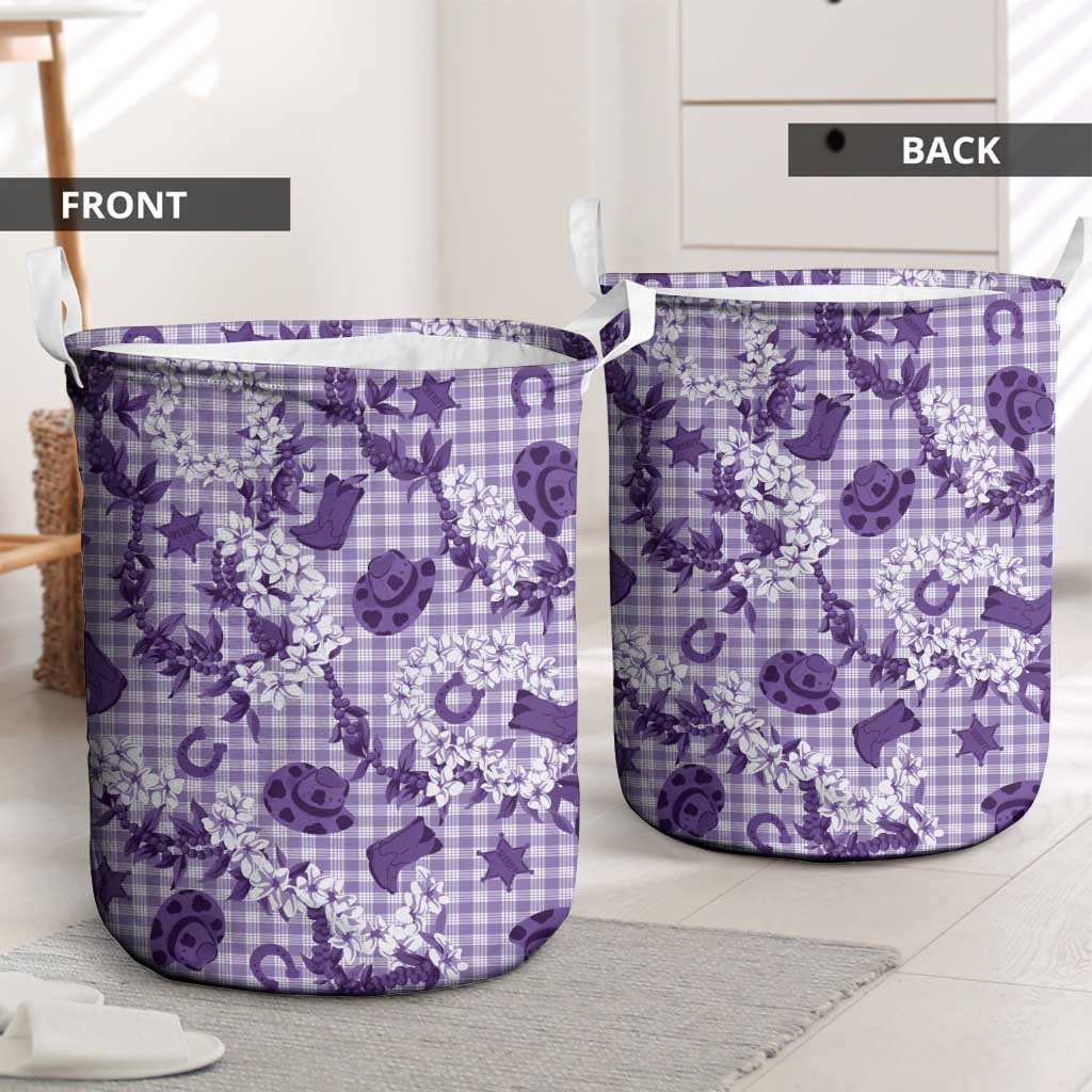 Mokihana Maile Ilima Leis Paniolo Palaka Laundry Basket Hawaiian Poni Spirit - Polynesian Pride