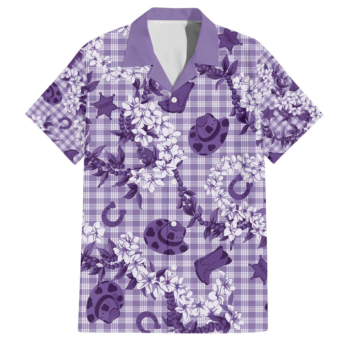 Mokihana Maile Ilima Leis Paniolo Palaka Family Matching Off The Shoulder Long Sleeve Dress and Hawaiian Shirt Hawaiian Poni Spirit - Polynesian Pride