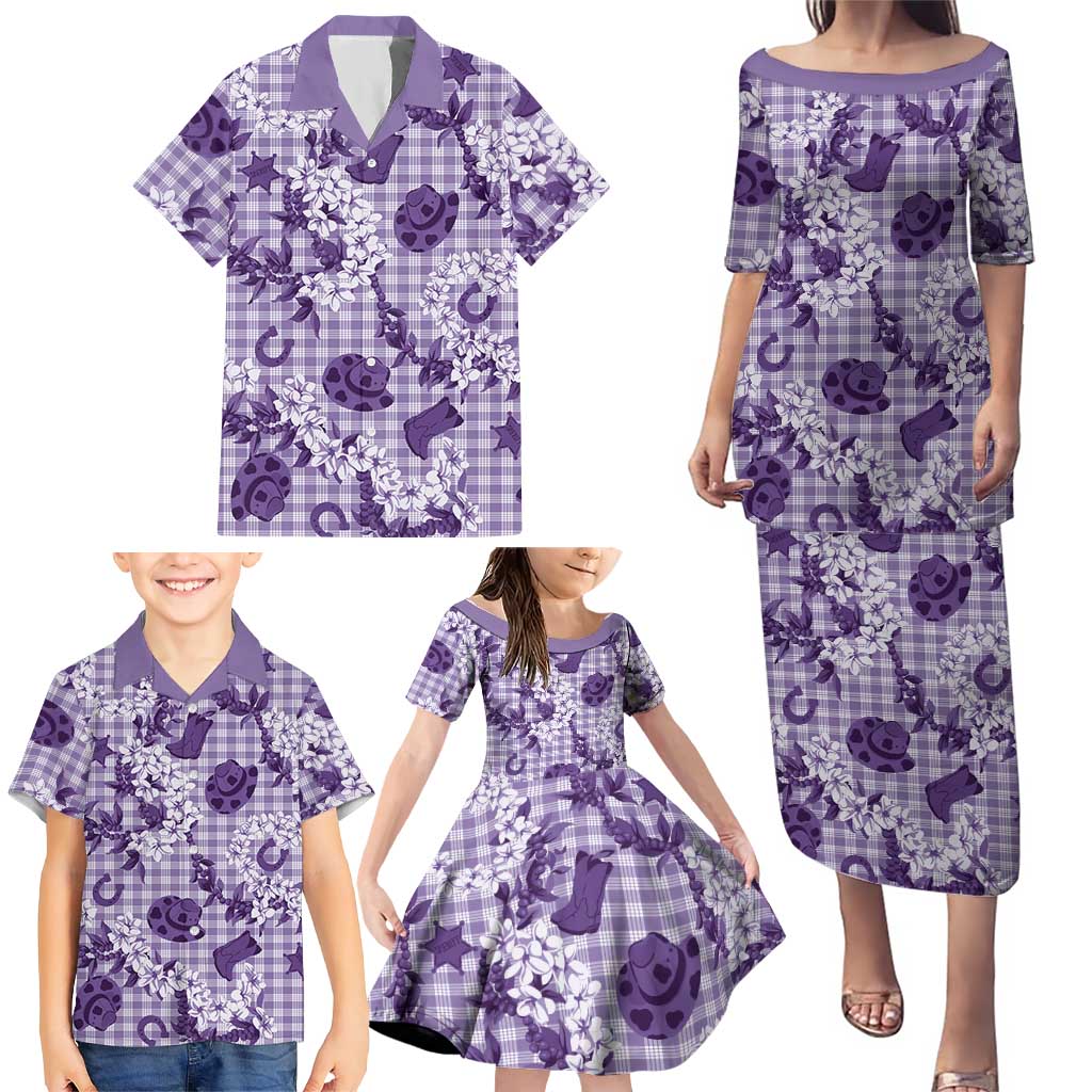 Mokihana Maile Ilima Leis Paniolo Palaka Family Matching Puletasi and Hawaiian Shirt Hawaiian Poni Spirit - Polynesian Pride