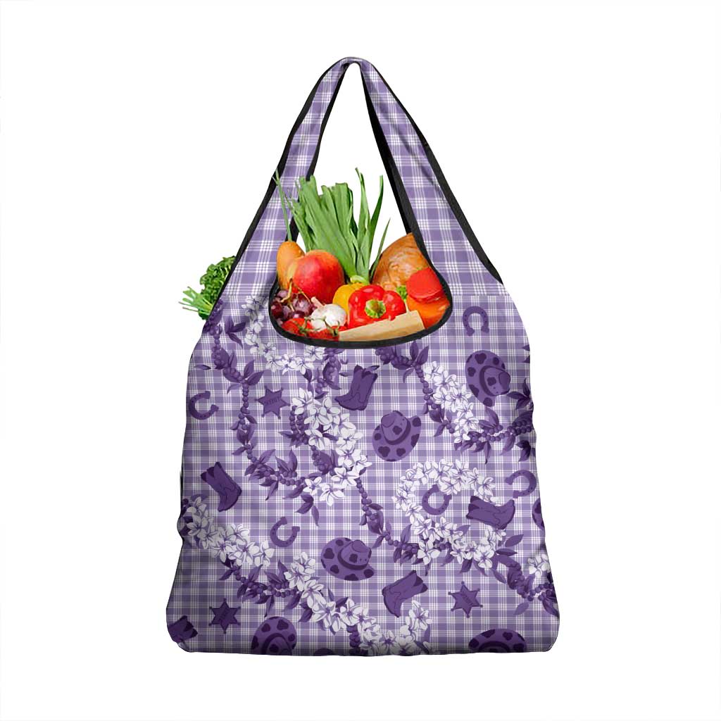 Mokihana Maile Ilima Leis Paniolo Palaka Grocery Bag Hawaiian Poni Spirit - Polynesian Pride