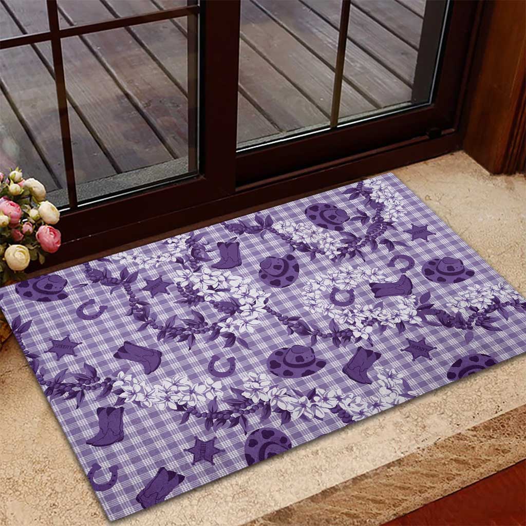 Mokihana Maile Ilima Leis Paniolo Palaka Rubber Doormat Hawaiian Poni Spirit LT9 - Polynesian Pride