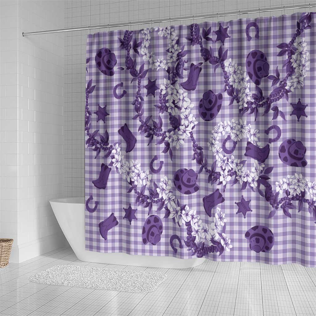 Mokihana Maile Ilima Leis Paniolo Palaka Shower Curtain Hawaiian Poni Spirit - Polynesian Pride