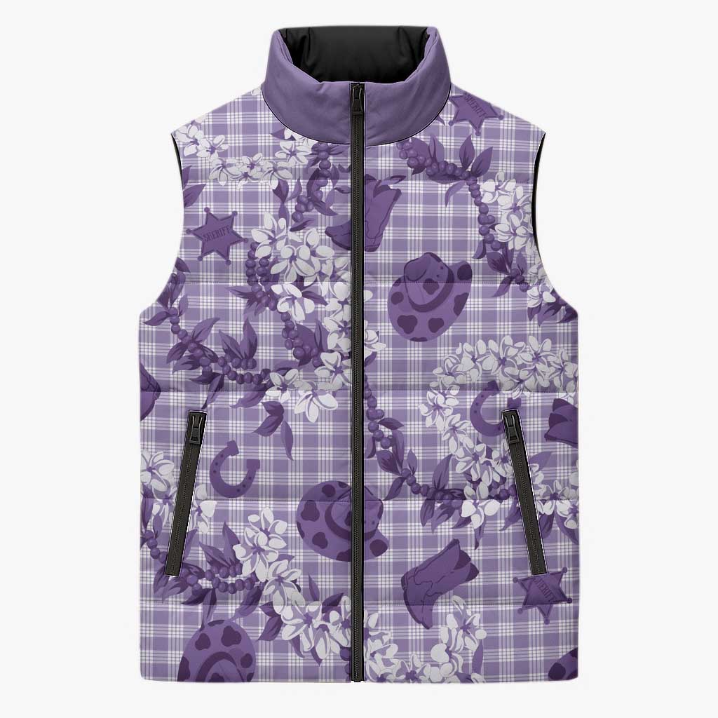 Mokihana Maile Ilima Leis Paniolo Palaka Sleeveless Puffer Jacket Hawaiian Poni Spirit - Polynesian Pride