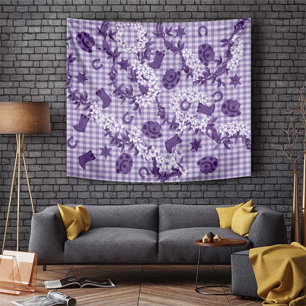 Mokihana Maile Ilima Leis Paniolo Palaka Tapestry Hawaiian Poni Spirit LT9 Purple - Polynesian Pride