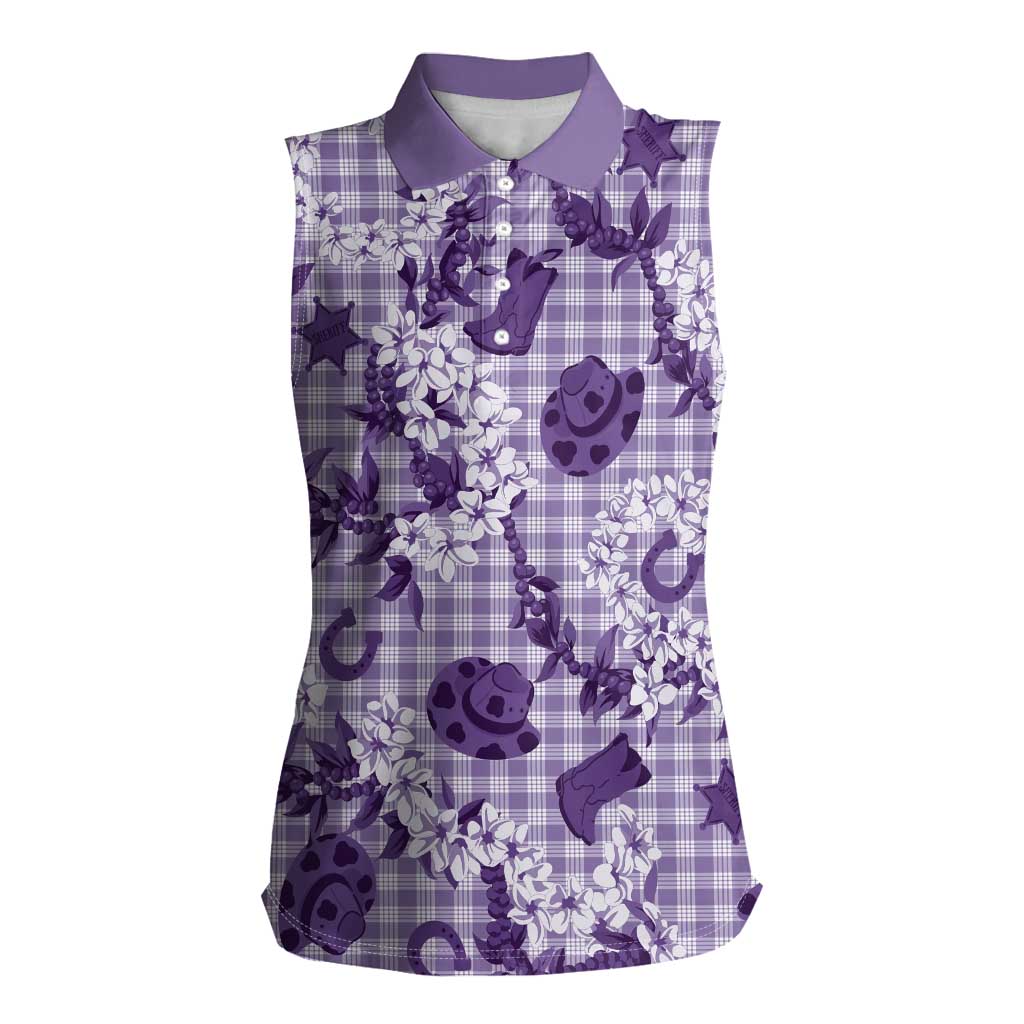 Mokihana Maile Ilima Leis Paniolo Palaka Women Sleeveless Polo Shirt Hawaiian Poni Spirit - Polynesian Pride