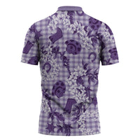 Mokihana Maile Ilima Leis Paniolo Palaka Zipper Polo Shirt Hawaiian Poni Spirit - Polynesian Pride