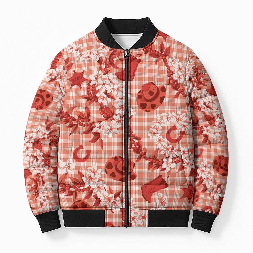 Mokihana Maile Ilima Leis Paniolo Palaka Bomber Puffer Jacket Hawaiian Ulaula Spirit - Polynesian Pride