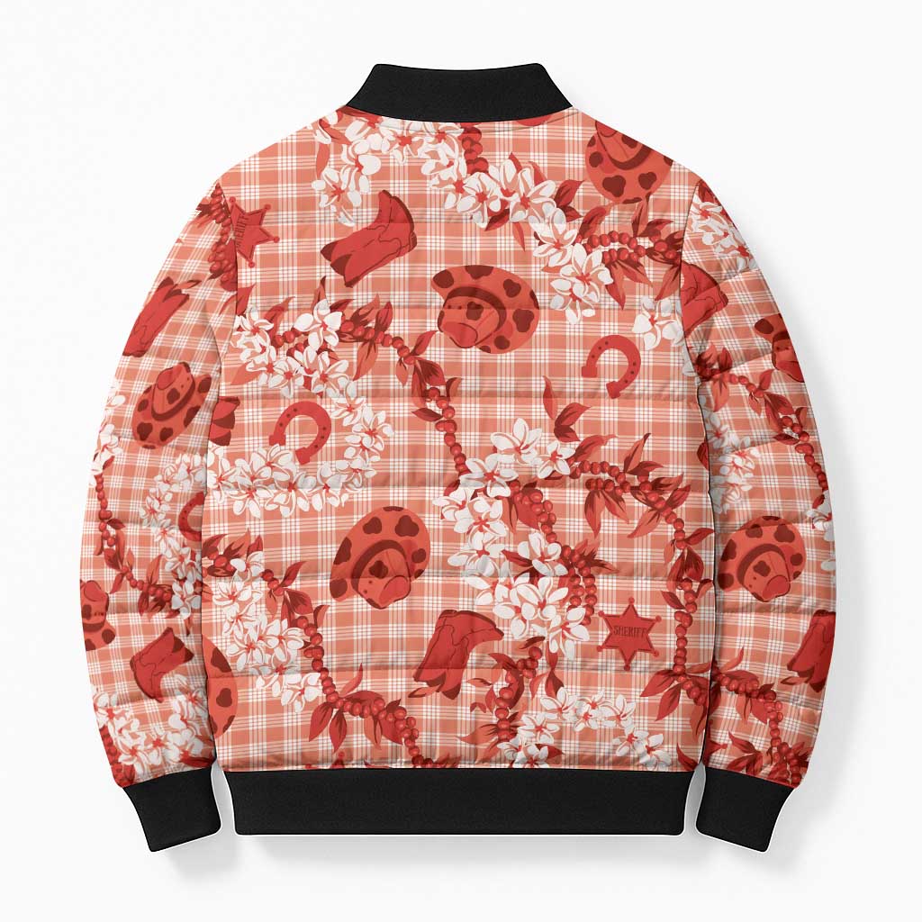 Mokihana Maile Ilima Leis Paniolo Palaka Bomber Puffer Jacket Hawaiian Ulaula Spirit - Polynesian Pride