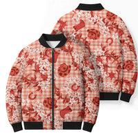 Mokihana Maile Ilima Leis Paniolo Palaka Bomber Puffer Jacket Hawaiian Ulaula Spirit - Polynesian Pride
