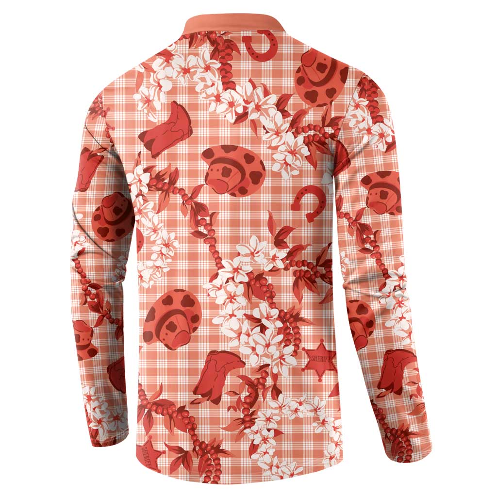 Mokihana Maile Ilima Leis Paniolo Palaka Button Sweatshirt Hawaiian Ulaula Spirit - Polynesian Pride