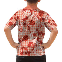 Mokihana Maile Ilima Leis Paniolo Palaka Family Matching Off The Shoulder Long Sleeve Dress and Hawaiian Shirt Hawaiian Ulaula Spirit - Polynesian Pride