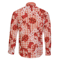 Mokihana Maile Ilima Leis Paniolo Palaka Family Matching Off The Shoulder Long Sleeve Dress and Hawaiian Shirt Hawaiian Ulaula Spirit - Polynesian Pride