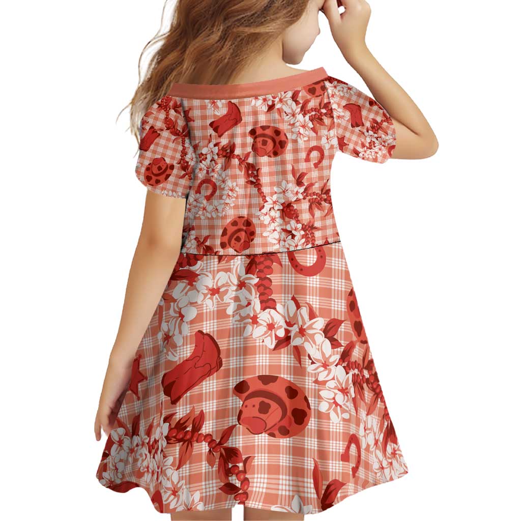 Mokihana Maile Ilima Leis Paniolo Palaka Family Matching Off Shoulder Short Dress and Hawaiian Shirt Hawaiian Ulaula Spirit - Polynesian Pride