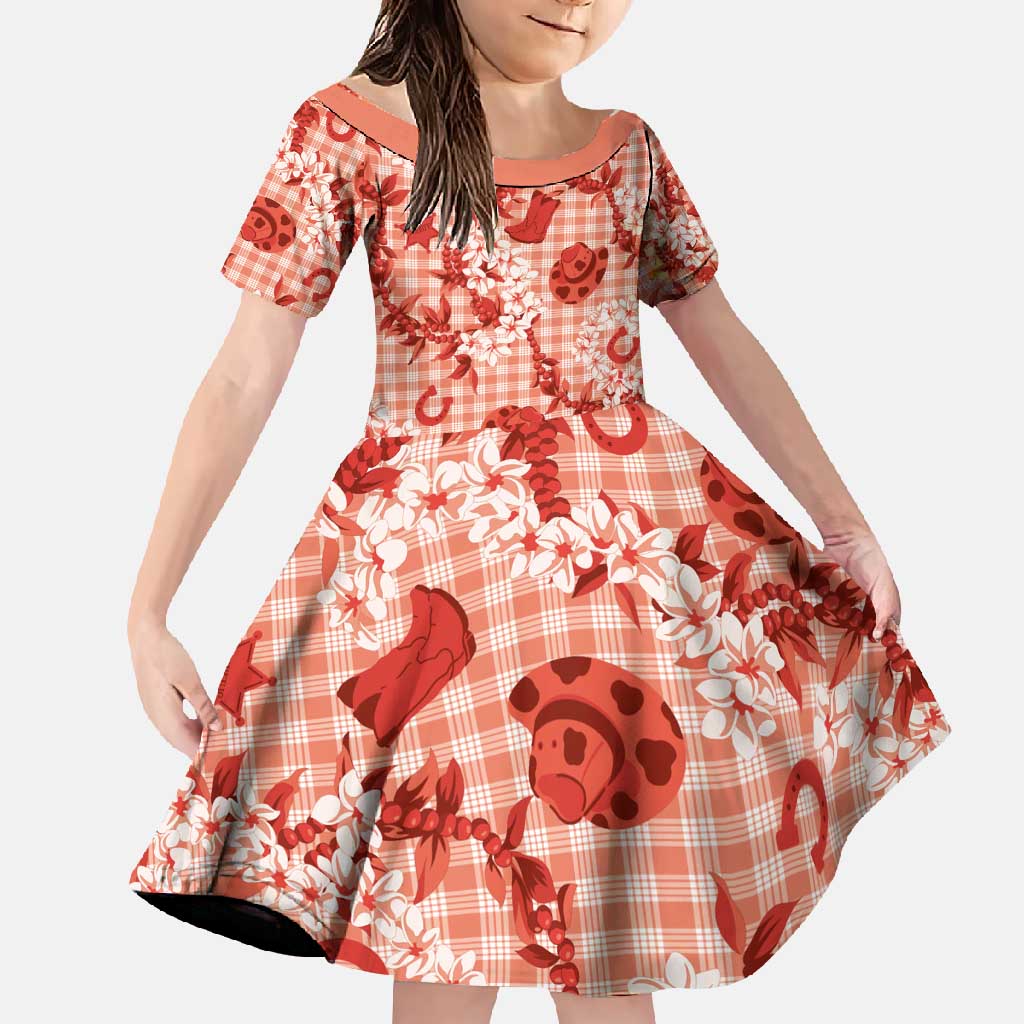 Mokihana Maile Ilima Leis Paniolo Palaka Family Matching Summer Maxi Dress and Hawaiian Shirt Hawaiian Ulaula Spirit - Polynesian Pride