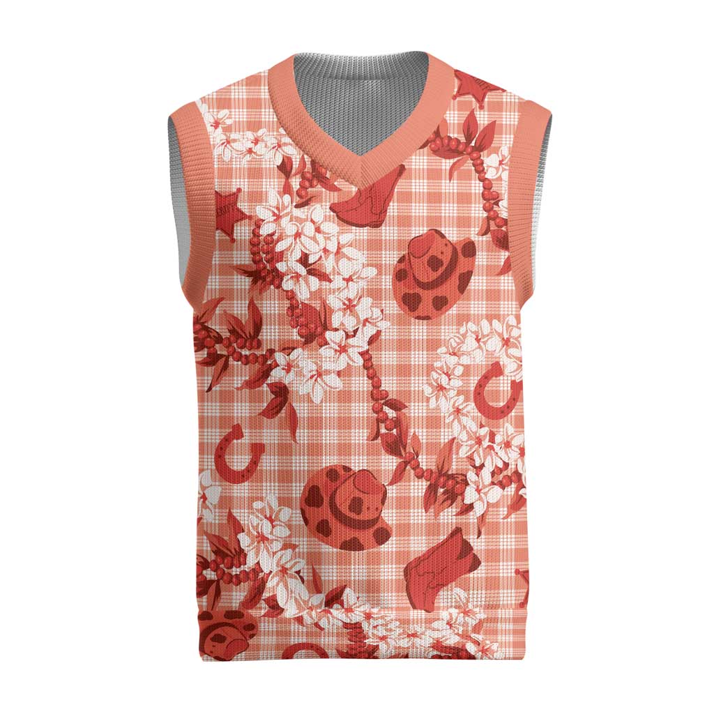 Mokihana Maile Ilima Leis Paniolo Palaka Christmas Knitted V-Neck Vest Hawaiian Ulaula Spirit - Polynesian Pride