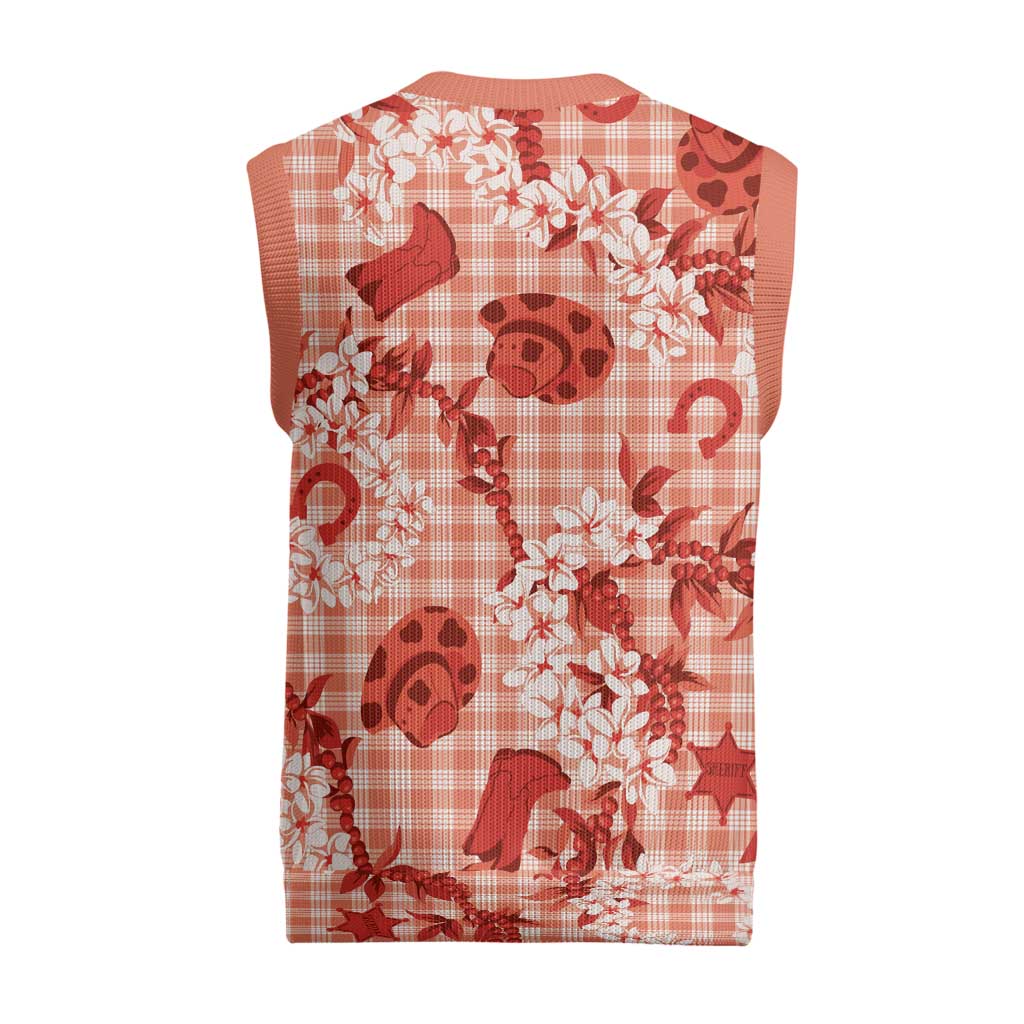 Mokihana Maile Ilima Leis Paniolo Palaka Christmas Knitted V-Neck Vest Hawaiian Ulaula Spirit - Polynesian Pride