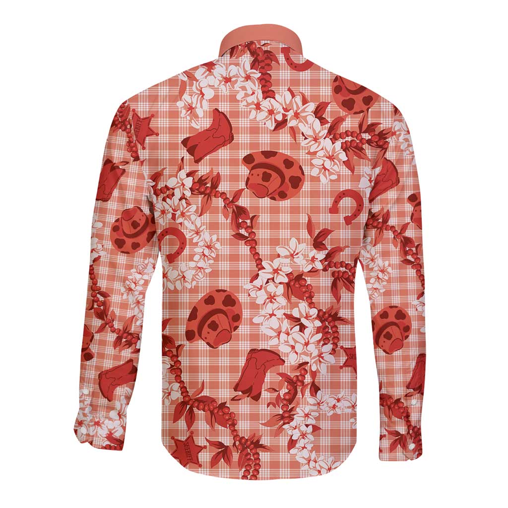Mokihana Maile Ilima Leis Paniolo Palaka Long Sleeve Button Shirt Hawaiian Ulaula Spirit - Polynesian Pride
