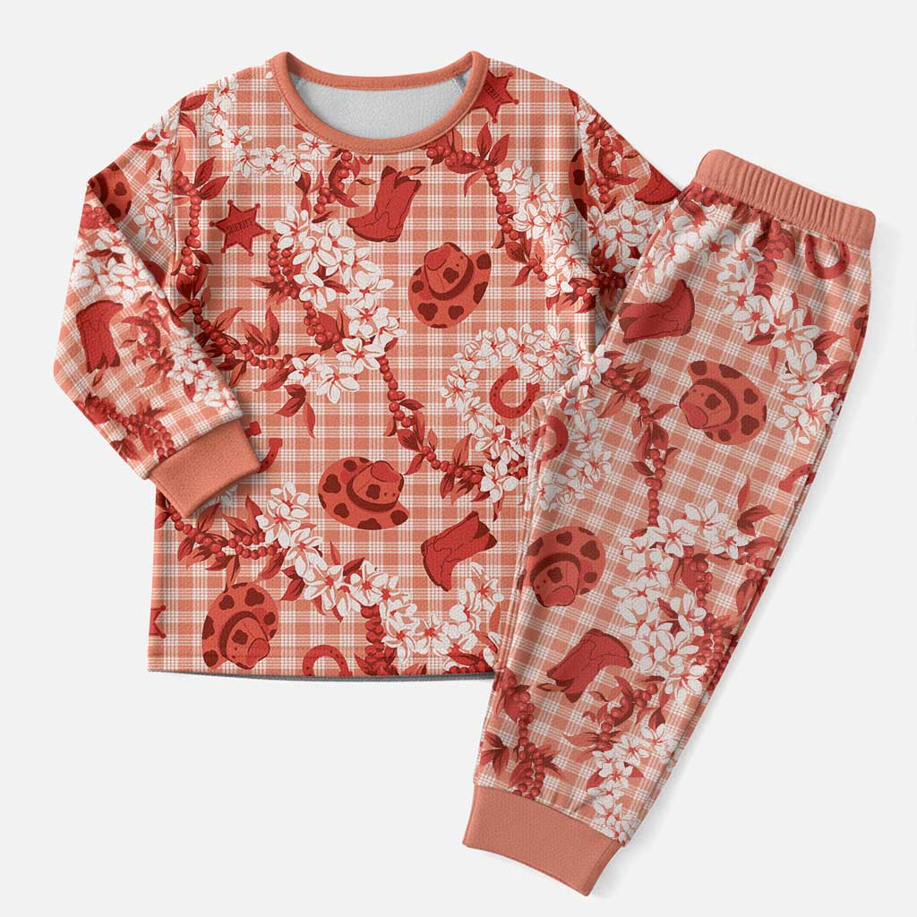 Mokihana Maile Ilima Leis Paniolo Palaka Christmas Pajama Set Hawaiian Ulaula Spirit - Polynesian Pride