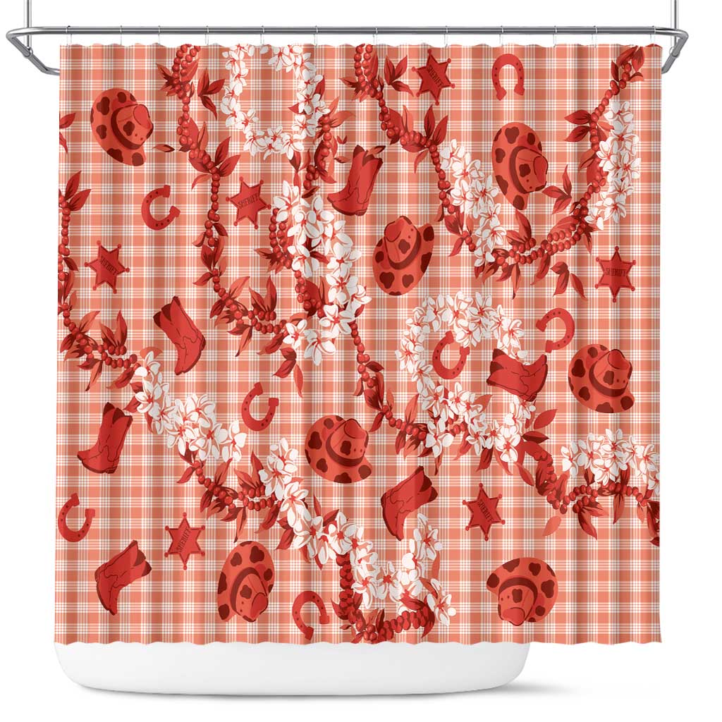 Mokihana Maile Ilima Leis Paniolo Palaka Shower Curtain Hawaiian Ulaula Spirit - Polynesian Pride