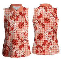 Mokihana Maile Ilima Leis Paniolo Palaka Women Sleeveless Polo Shirt Hawaiian Ulaula Spirit - Polynesian Pride