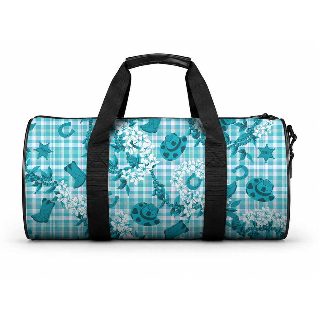 Mokihana Maile Ilima Leis Paniolo Palaka Duffle Bag Hawaiian Polu Opa Spirit LT9 One size Turquoise - Polynesian Pride