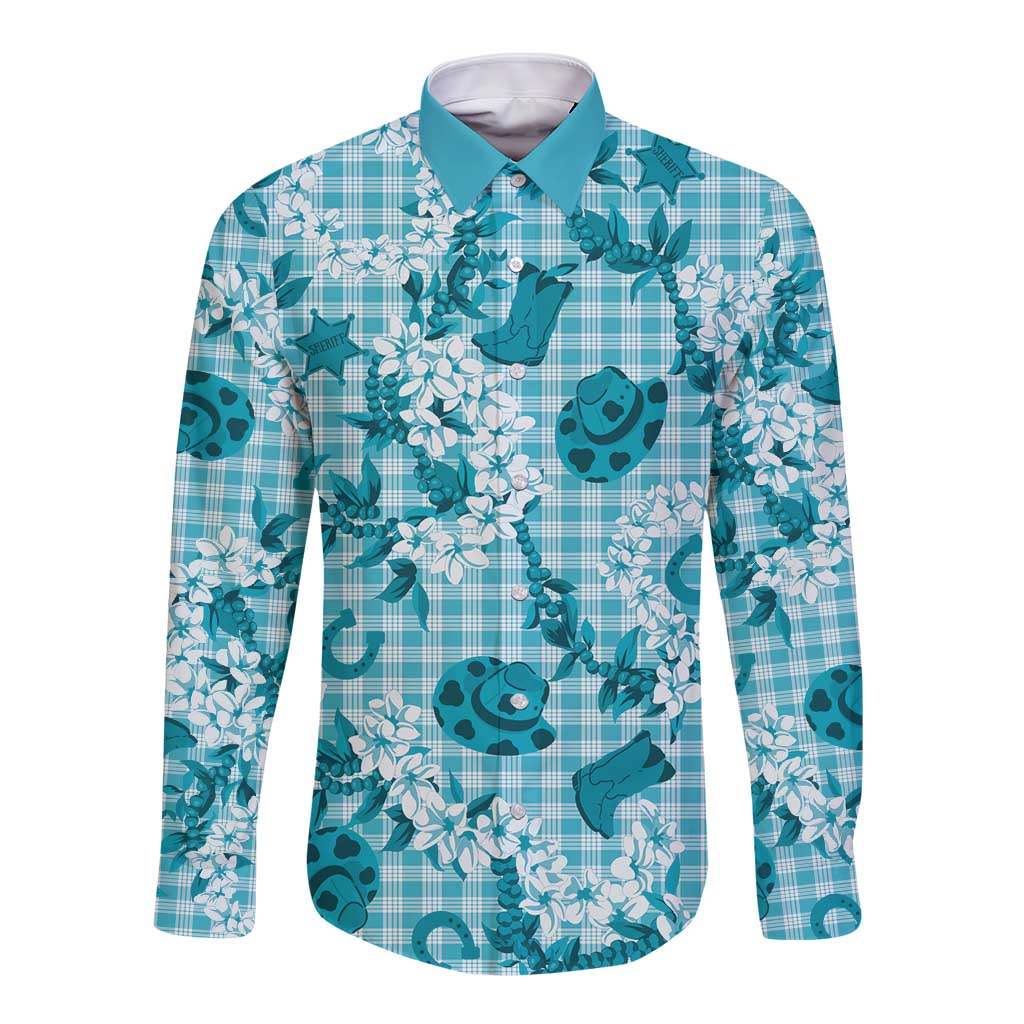 Mokihana Maile Ilima Leis Paniolo Palaka Long Sleeve Button Shirt Hawaiian Polu Opa Spirit - Polynesian Pride