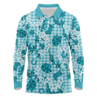 Mokihana Maile Ilima Leis Paniolo Palaka Long Sleeve Polo Shirt Hawaiian Polu Opa Spirit - Polynesian Pride