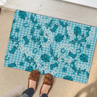 Mokihana Maile Ilima Leis Paniolo Palaka Rubber Doormat Hawaiian Polu Opa Spirit - Polynesian Pride