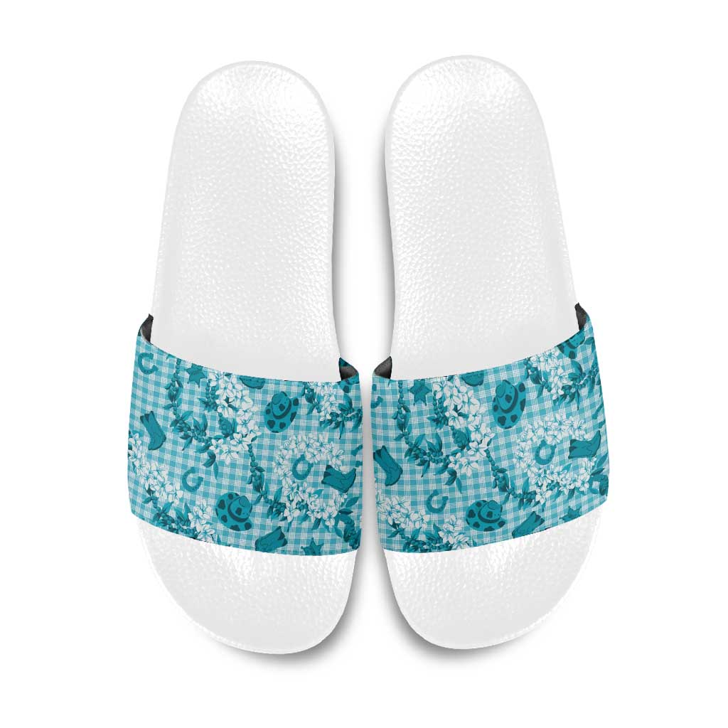 Mokihana Maile Ilima Leis Paniolo Palaka Slide Sandals Hawaiian Polu Opa Spirit - Polynesian Pride