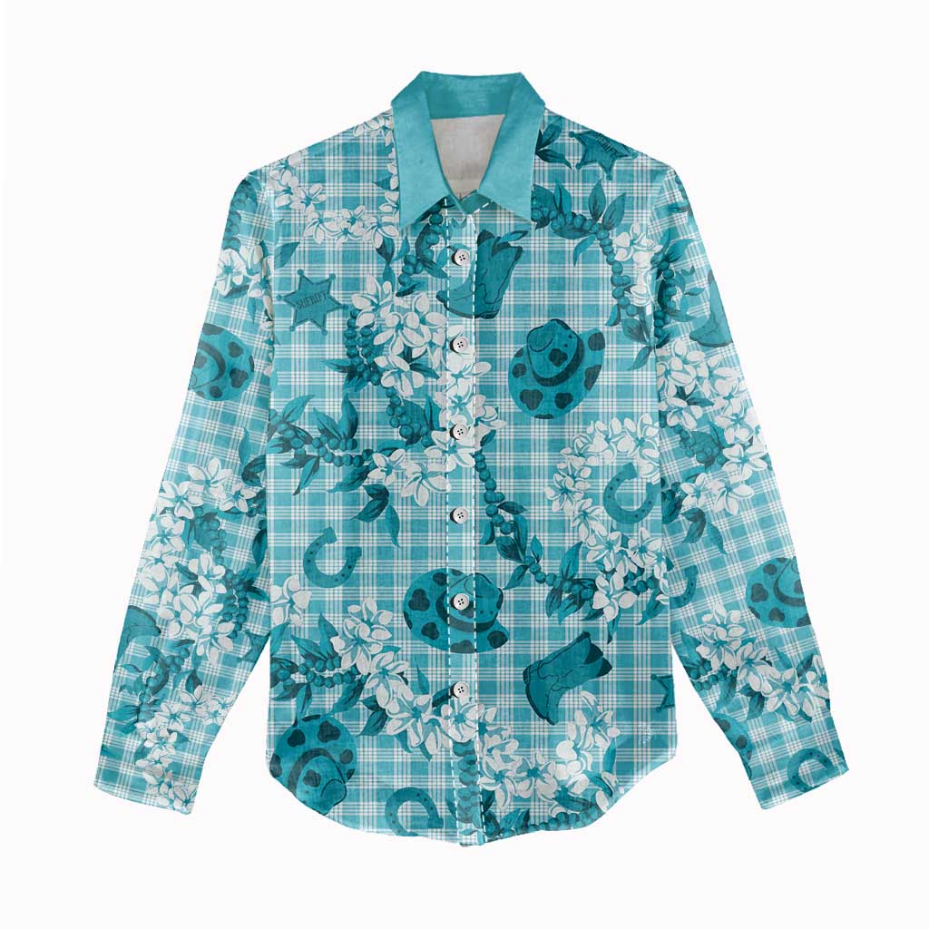 Mokihana Maile Ilima Leis Paniolo Palaka Women Casual Shirt Hawaiian Polu Opa Spirit - Polynesian Pride