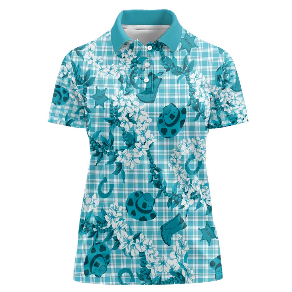 Mokihana Maile Ilima Leis Paniolo Palaka Women Polo Shirt Hawaiian Polu Opa Spirit - Polynesian Pride