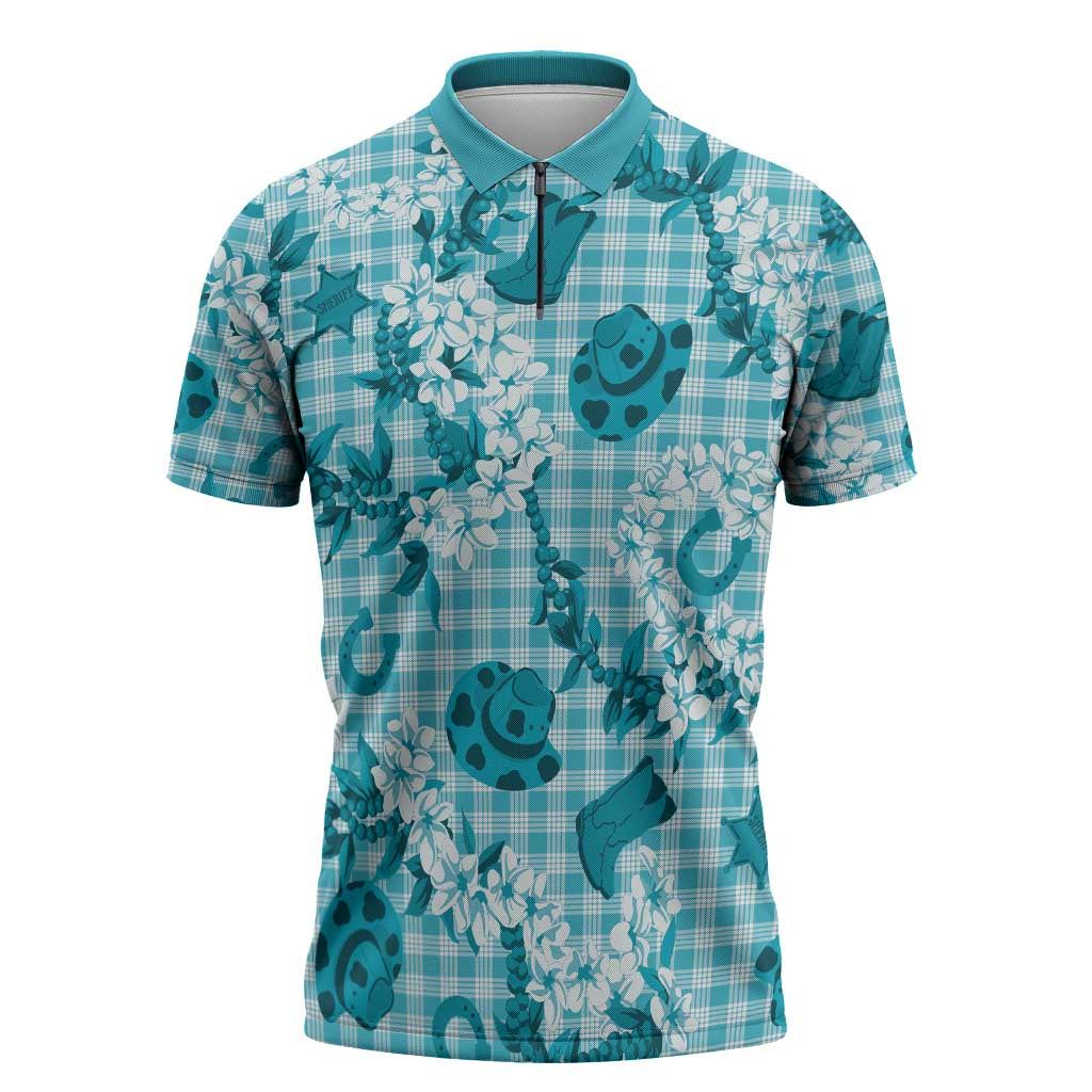 Mokihana Maile Ilima Leis Paniolo Palaka Zipper Polo Shirt Hawaiian Polu Opa Spirit - Polynesian Pride