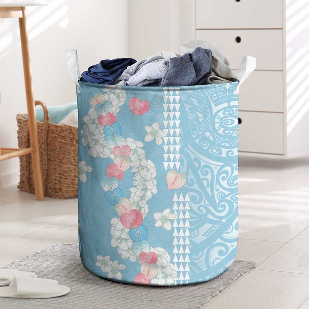 Blue Hawaii Anthurium Plumeria Lei Laundry Basket