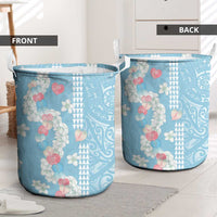 Blue Hawaii Anthurium Plumeria Lei Laundry Basket