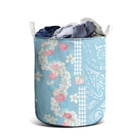 Blue Hawaii Anthurium Plumeria Lei Laundry Basket