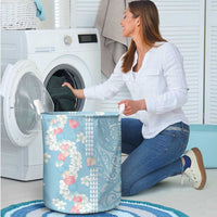 Blue Hawaii Anthurium Plumeria Lei Laundry Basket