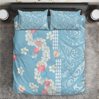 Blue Hawaii Anthurium Plumeria Lei Bedding Set