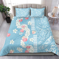 Blue Hawaii Anthurium Plumeria Lei Bedding Set