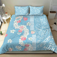 Blue Hawaii Anthurium Plumeria Lei Bedding Set