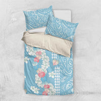 Blue Hawaii Anthurium Plumeria Lei Bedding Set