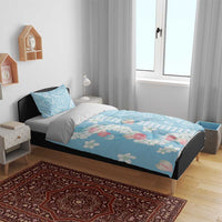 Blue Hawaii Anthurium Plumeria Lei Bedding Set