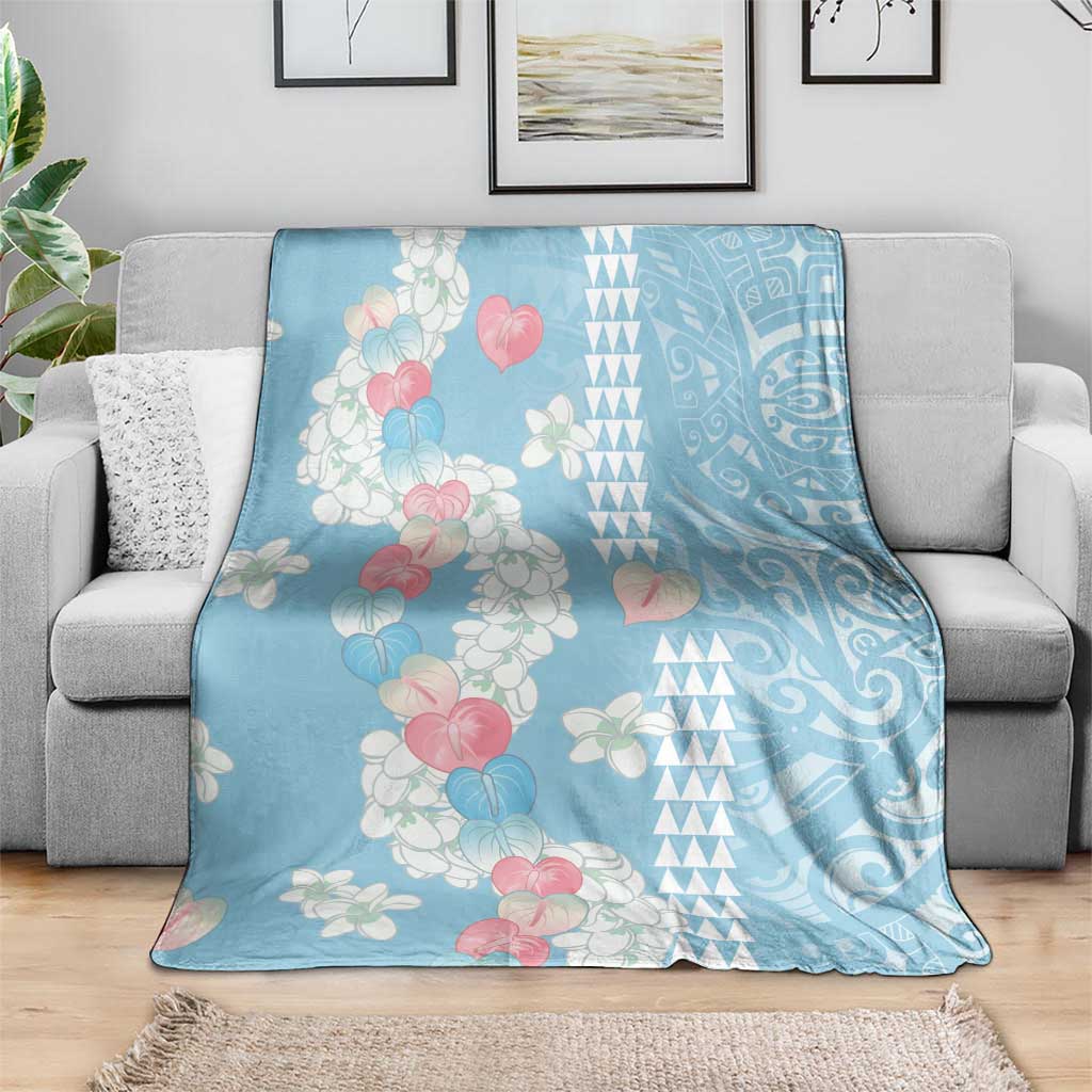 Blue Hawaii Anthurium Plumeria Lei Blanket LT9 - Polynesian Pride