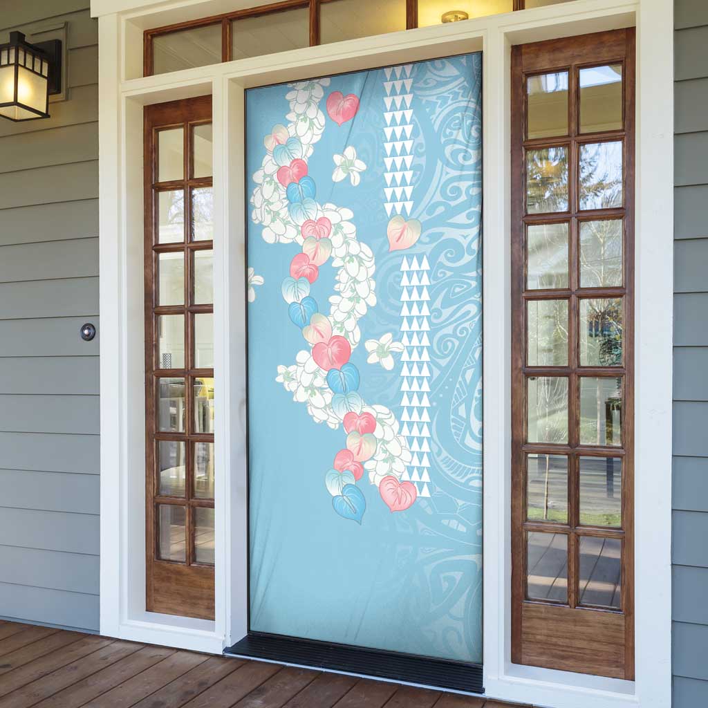 Blue Hawaii Anthurium Plumeria Lei Door Cover