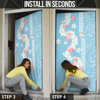 Blue Hawaii Anthurium Plumeria Lei Door Cover