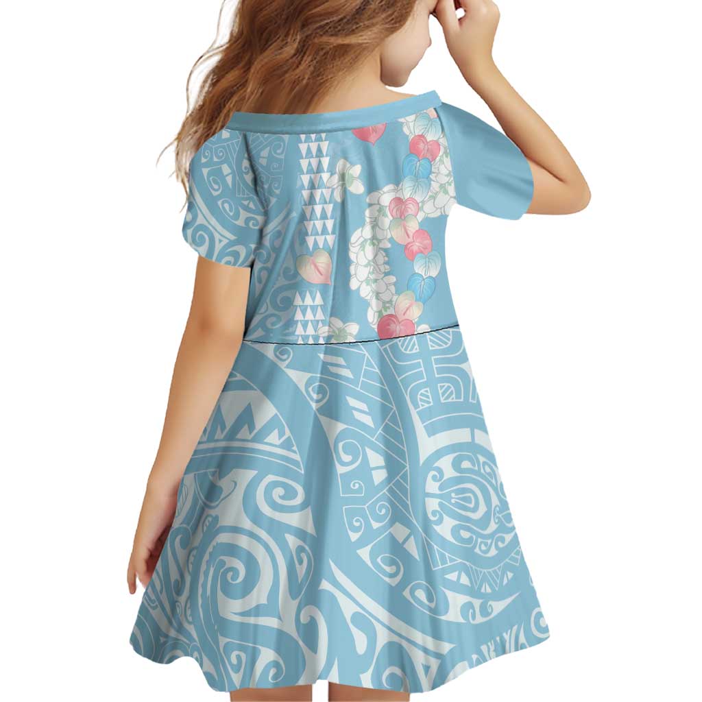 Blue Hawaii Anthurium Plumeria Lei Family Matching Short Sleeve Bodycon Dress and Hawaiian Shirt
