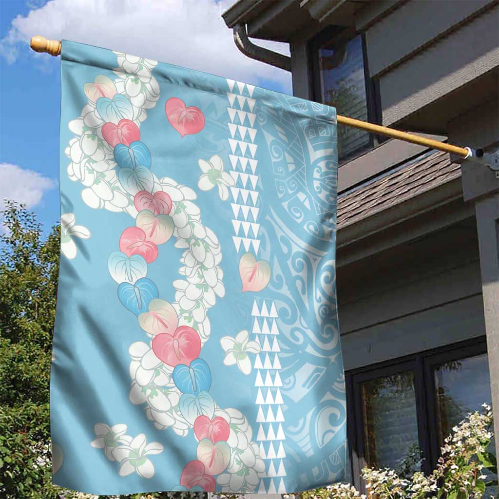 Blue Hawaii Anthurium Plumeria Lei Garden Flag