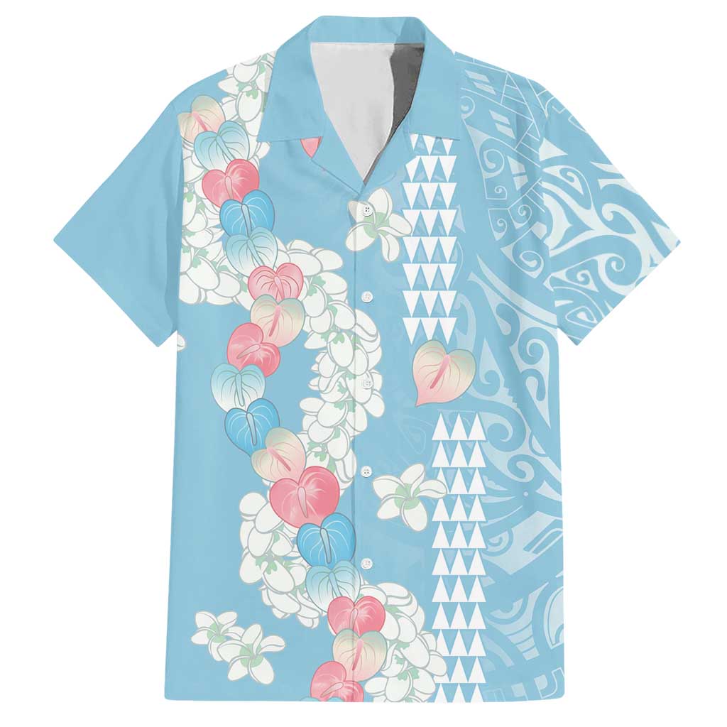 Blue Hawaii Anthurium Plumeria Lei Hawaiian Shirt LT9 Blue - Polynesian Pride