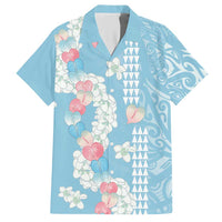 Blue Hawaii Anthurium Plumeria Lei Hawaiian Shirt LT9 Blue - Polynesian Pride